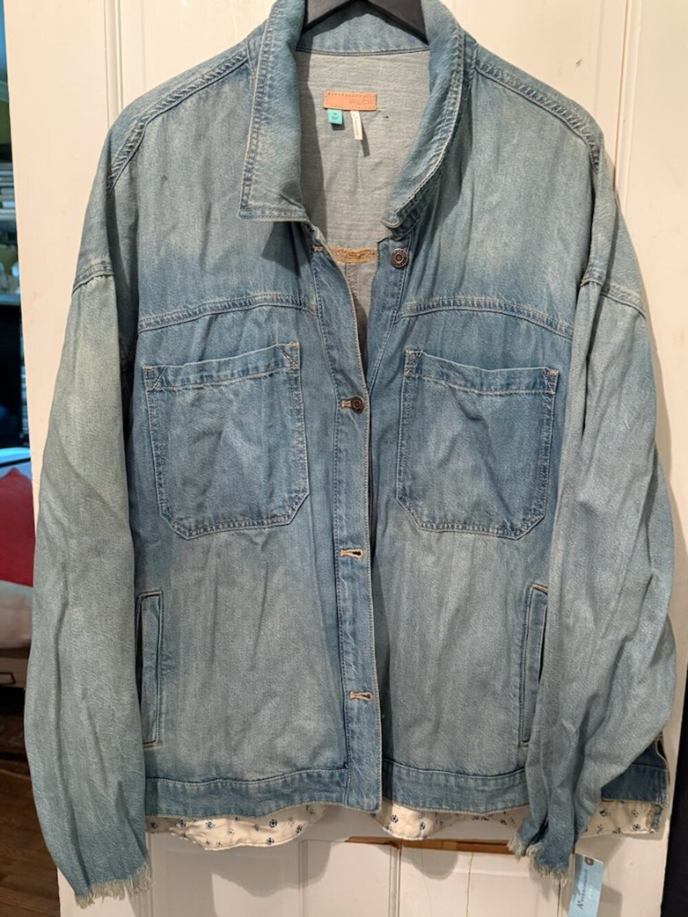 Pilcro Anthropologie oversized trucker denim shirt jacket plus sized